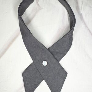 Gray Criss-Cross Bow Tie for Uniform Adjustable Neck tie Pearl button snap